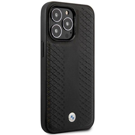 Oryginalne Etui IPHONE 14 PRO MAX BMW Leather Diamond Pattern MagSafe MagSafe (BMHMP14X22RFGK) czarne