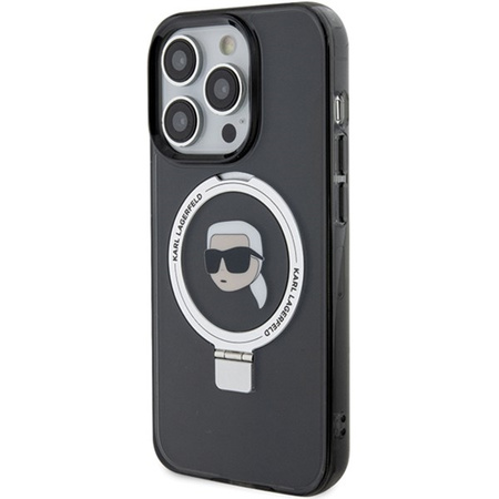 Karl Lagerfeld KLHMP15LHMRSKHK iPhone 15 Pro 6,1&quot; schwarz/schwarz Hardcase Ringständer Karl Head MagSafe