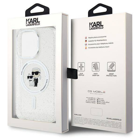 Karl Lagerfeld Karl&amp;Choupette Glitter MagSafe case for iPhone 15 Pro - transparent
