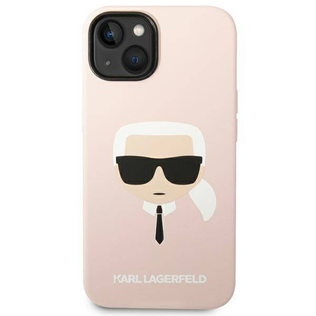 Original Handyhülle IPHONE 14 PLUS Karl Lagerfeld Hardcase Silicone Karl`s Head Magsafe hell-pink