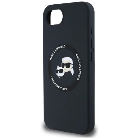 Etui Karl Lagerfeld Liquid Silicone Karl & Choupette Heads z MagSafe na iPhone 16e - czarne