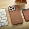 iCarer CE Premium Leather Folio Case skórzane etui iPhone 14 Pro z klapką magnetyczne MagSafe brązowy (WMI14220714-BN)