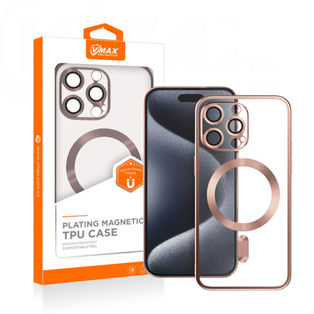 Vmax nakładka Electroplating Mag TPU do iPhone 15 Plus 6,7&quot; złoto-różowa