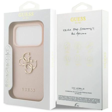 Guess Grained Big 4G & Classic Logo iPhone 17 Pro Case - Pink
