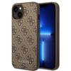 Original Case IPHONE 14 Guess Hard Case 4G Metal Gold Logo brown