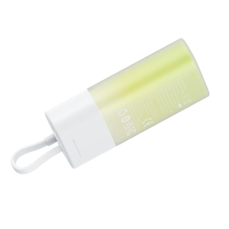Powerbank Baseus Popsicle 5200mAh 20W z wbudowanym kablem Lightning (+ biały kabel Baseus Simple USB-C - USB-C 60W/20V/3A/30cm) - biało-zielony