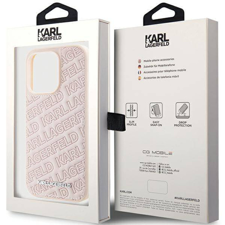 Karl Lagerfeld Quilted K Pattern case for iPhone 15 Pro Max - pink