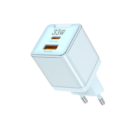 JELLICO Netz-Ladegerät EU55 GaN PD 33W 1xUSB-C + 1xUSB QC3.0 blau