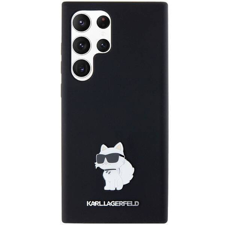 Oryginalne Etui KARL LAGERFELD hardcase Silicone Choupette Metal Pin KLHCS24LSMHCNPK do Samsung Galaxy S24 Ultra czarny