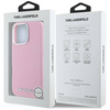 Original Handyhülle IPHONE 16 PRO MAX Karl Lagerfeld Saffiano Full Wrapped Elongated Metal Logo MagSafe rosa