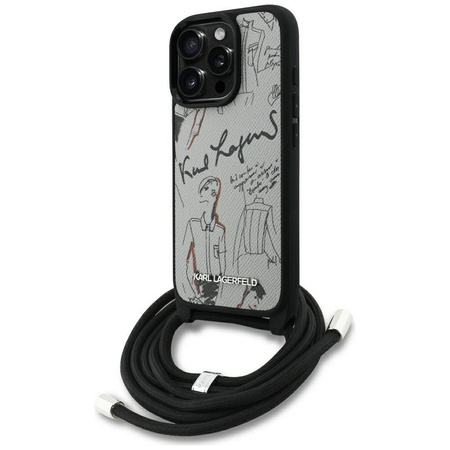 KARL LAGERFELD futerał do IPHONE 16 PRO MAX KLHCP16XPGGRMPCG kompatybilny z MagSafe (CRSSBY Grained PU W/ Pattern & Logo) szary