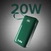 Powerbank SBS 10000 mAh 20W z wbudowanym kablem USB-C i wyświetlaczem cyfrowym - zielony