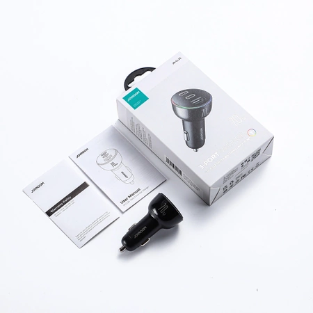 Joyroom car charger 70W with 3 ports: USB, 2 x USB C black (JR-CL26)