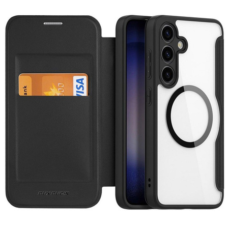 Dux Ducis Skin X Pro Hülle für Samsung S24+ mit Magnetring und Klappe – Schwarz