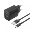 FONENG wall charger EU63 2.4A 12W 2xUSB + cable Micro Black