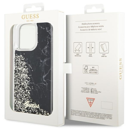 Guess GUHCP14XLCSGSGK iPhone 14 Pro Max 6,7" schwarz/schwarzes Hardcase Liquid Glitter Marble