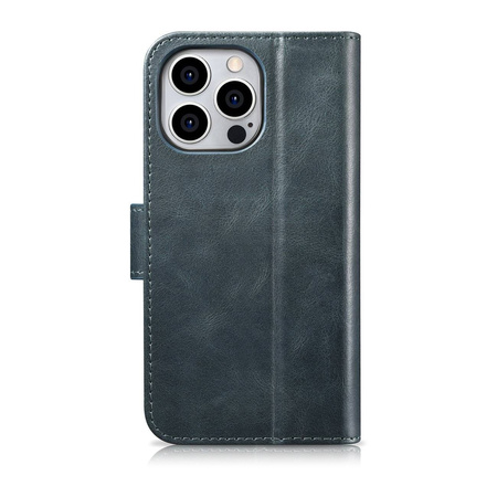 iCarer Oil Wax Wallet Case 2in1 Case iPhone 14 Pro Max Leder Flip Cover Anti-RFID Blau (WMI14220724-BU)