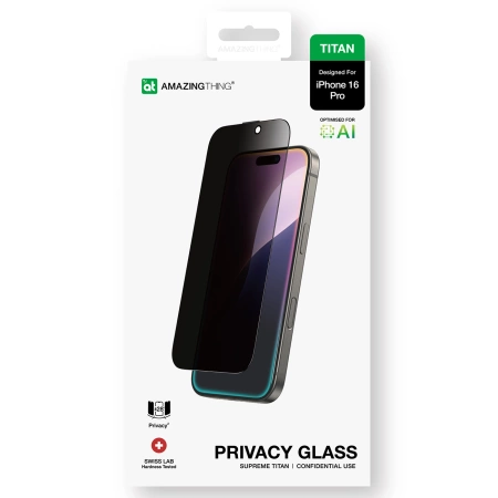 AmazingThing Titan Privacy Glass Sichtschutz Panzerglas für iPhone 16 Pro