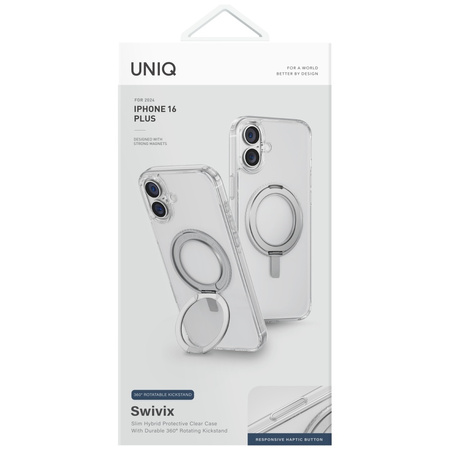 Etui UNIQ Swivix do iPhone 16 Plus 360   Rotating Kickstand przezroczysty
