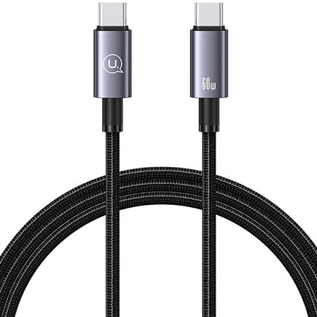 USAMS Kabel USB-C na USB-C 60W 1,2mFast Charging stalowy/tarnish SJ661USB01 (US-SJ661)