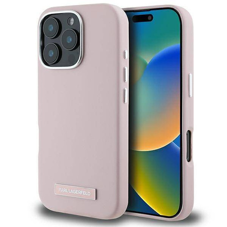Karl Lagerfeld nakładka do iPhone 16 Pro Max 6,9&quot; KLHMP16XPGMSRPP różowa Hardcase FW Metal Plate MagSafe
