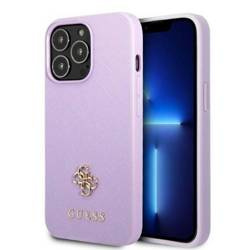 Original Handyhülle IPHONE 13 PRO MAX Guess Hardcase Saffiano 4G Small Metal Logo violett