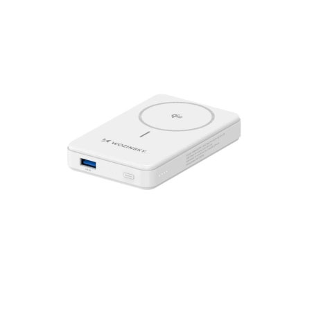Powerbank Wozinsky WLWP-10KA0Y3WS 22,5W PD Qi2 10000 mAh, mit Ständer, 1x USB-A, 1x USB-C - weiß
