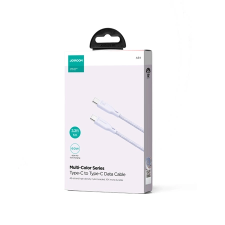 Kabel Joyroom Multi-Color Series SA34-CC3 USB-C / USB-C 60W szybki transfer 1m - fioletowy