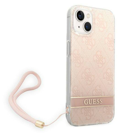 Original Case IPHONE 14 PLUS Guess Hardcase 4G Print Strap (GUOHCP14MH4STP) pink
