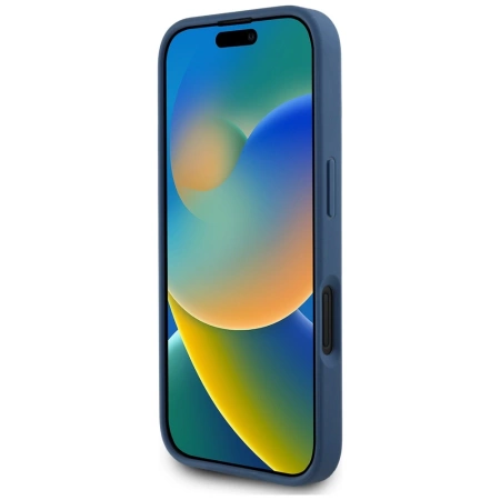 Guess Grained Roses Big 4G logo case for iPhone 16 - blue