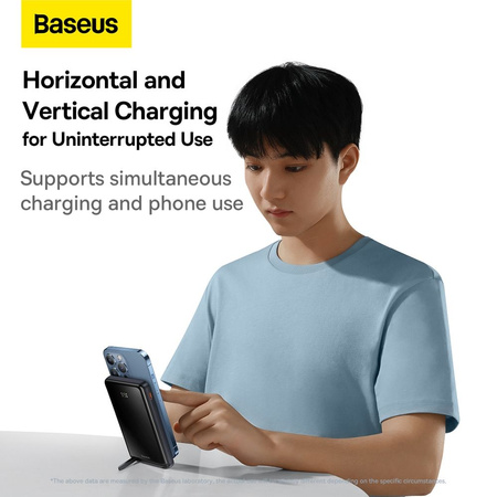 Baseus Magnetic Bracket Power Bank mit MagSafe Wireless Charging 10000mAh 20W Overseas Edition Blau (PPCX000203) + USB Type C Baseus Xiaobai Series 60W 0.5m