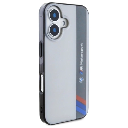 Etui BMW Motosport IML Vertical Stripe na iPhone 16 - szare