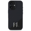 Original Handyhülle IPHONE 16 Karl Lagerfeld Hardcase Silicone Shadow Metal Initial MagSafe (KLHMP16SSCMKMPCK) schwarz