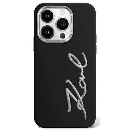 Oryginalne Etui KARL LAGERFELD hardcase Silicone Metal Script Logo KLHCP15LSCMSMVK do Iphone 15 Pro Czarny