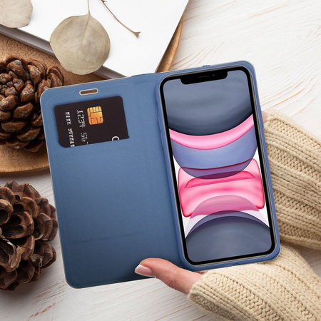 Kabura LUNA Book Carbon do IPHONE 14 niebieski
