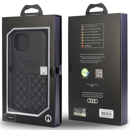 Audi Echtleder iPhone 11 / Xr 6,1" schwarz/schwarz Hardcase AU-TPUPCIP11R-Q8/D1-BK