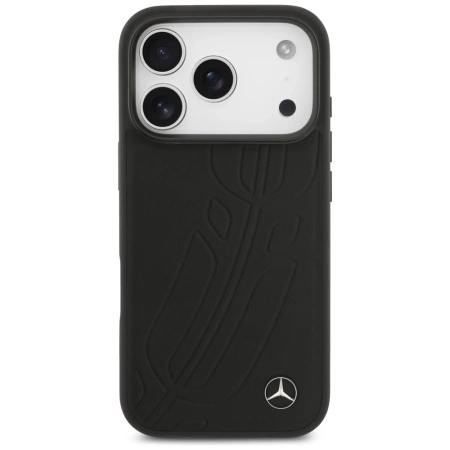 Mercedes Leder Large Laurel Leave MagSafe Case für iPhone 17 Pro - Schwarz