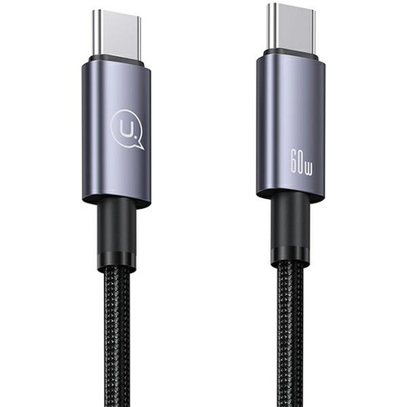 USAMS Kabel USB-C na USB-C 60W 1,2mFast Charging stalowy/tarnish SJ661USB01 (US-SJ661)