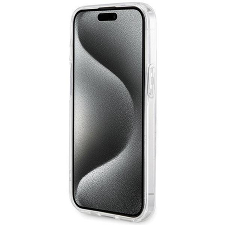 Oryginalne Etui GUESS Hardcase GUHMP15SHFWFCT do iPhone 15 (Kompatybilny z Magsafe / Flowers Wreath / transparent)