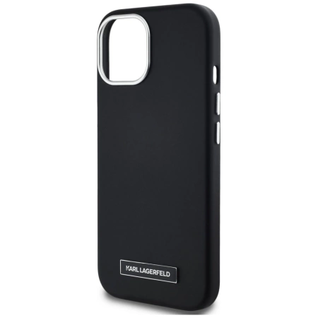Karl Lagerfeld FW Metal Plate MagSafe iPhone 15 Case - Black
