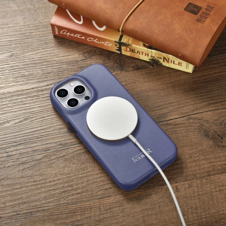 iCarer CE Premium Leather Folio Case iPhone 14 Pro Max Magnetic Flip Leather Folio Case MagSafe Light Purple (WMI14220716-LP)