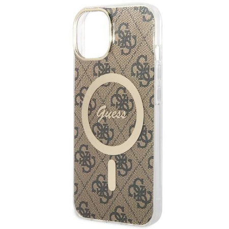 Guess GUHMP14SP4RPSW iPhone 14 6,1&quot; braun/braunes Hardcase 4G bedruckte Streifen MagSafe