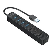 HUB 7-portowy input: USB-A 3.0 / output: 4x USB-A 3.0 + 3x USB-A 2.0   - czarny
