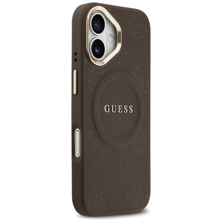 GUESS futerał do IPHONE 17 kompatybilny z MagSafe GUHMP17SPSAMSECW (PU W/ Peony Hot Stamp) brązowy