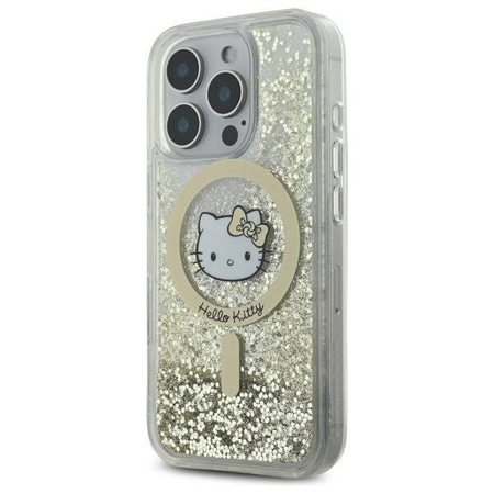 Original Case IPHONE 16 PRO MAX Hello Kitty Hardcase Liquid Glitter Fever MagSafe (HKHMP16XLGDIH) gold & white