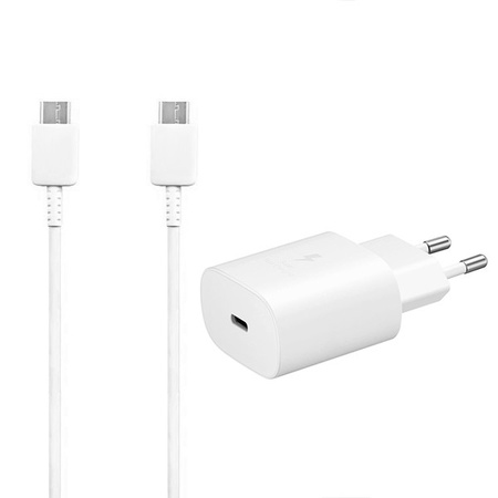 SAMSUNG ŁADOWARKA SIECIOWA TYP-C 25W 3A BIAŁA  EP-TA800 + KABEL TYP-C - TYP-C DG977