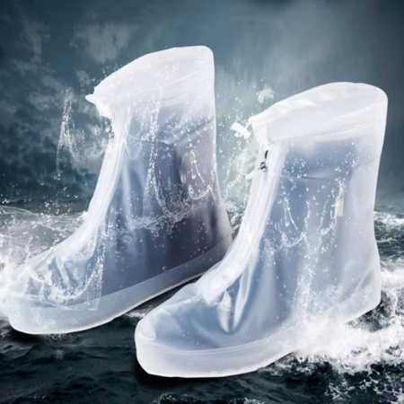 PRZECIWDESZCZOWE NAKŁADKI NA BUTY XL (41-42) NA SUWAK, WHITE / BIAŁY