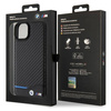 BMW Leder-Carbon-Hülle für iPhone 15 Plus – Schwarz