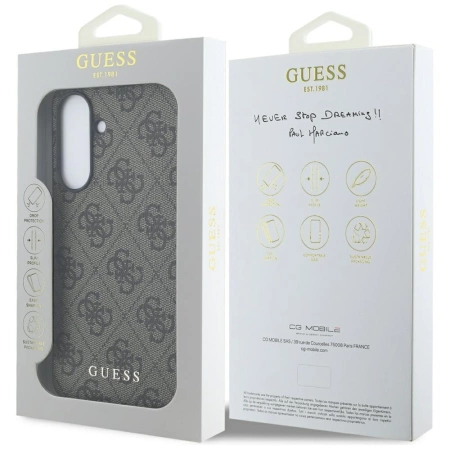 Etui Guess 4G Metal Gold Logo na Samsung Galaxy A36 - brązowe