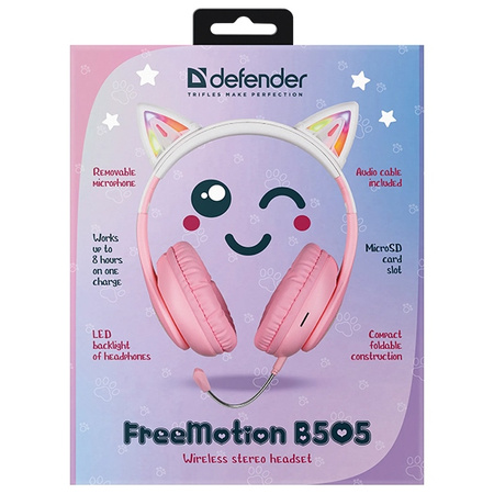 Defender słuchawki Bluetooth Freemotion B505 Led różowy/pink (63505)